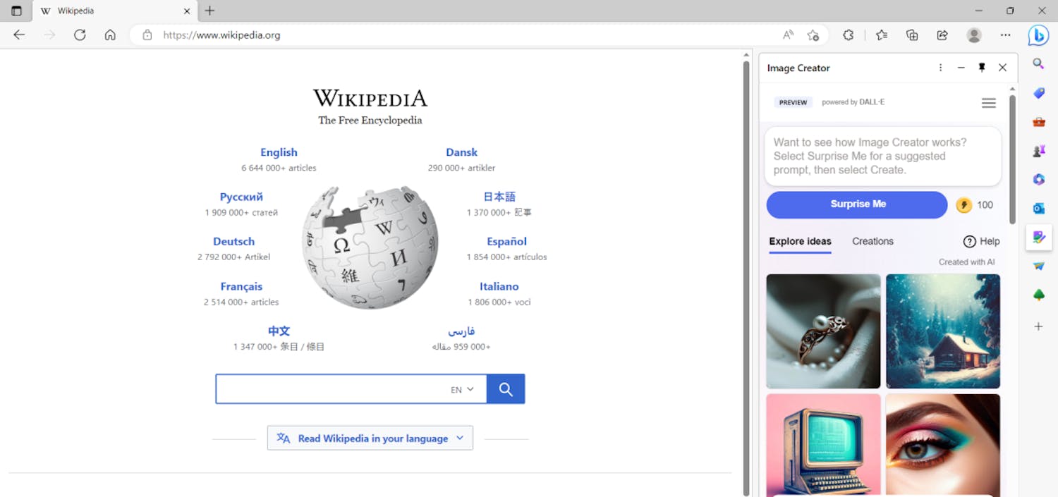 Upptäck: Image Creator i Edge Upptäck